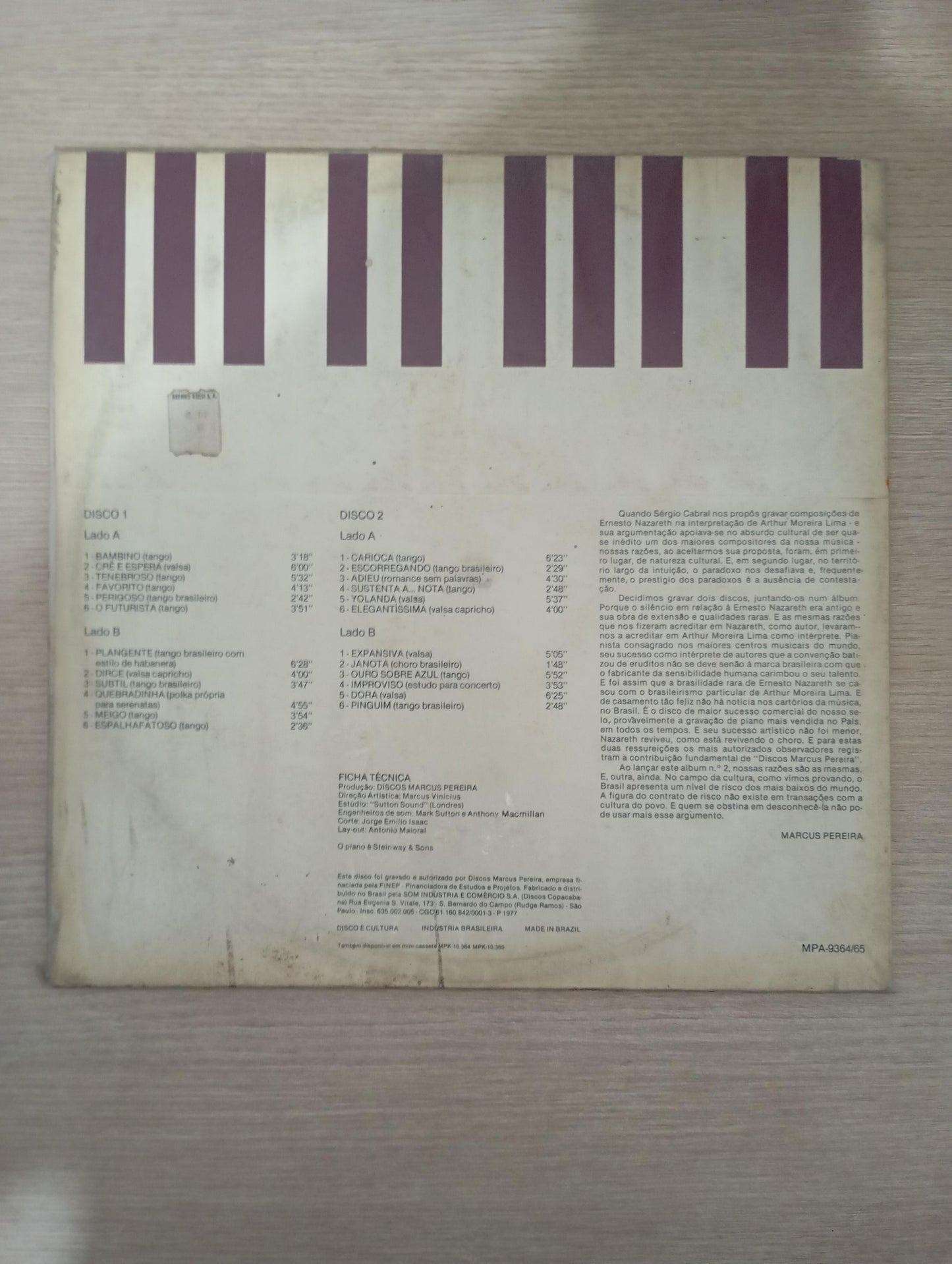 Lp Vinil Arthur Moreira Lima Ernesto Nazareth Nº 2 Duplo