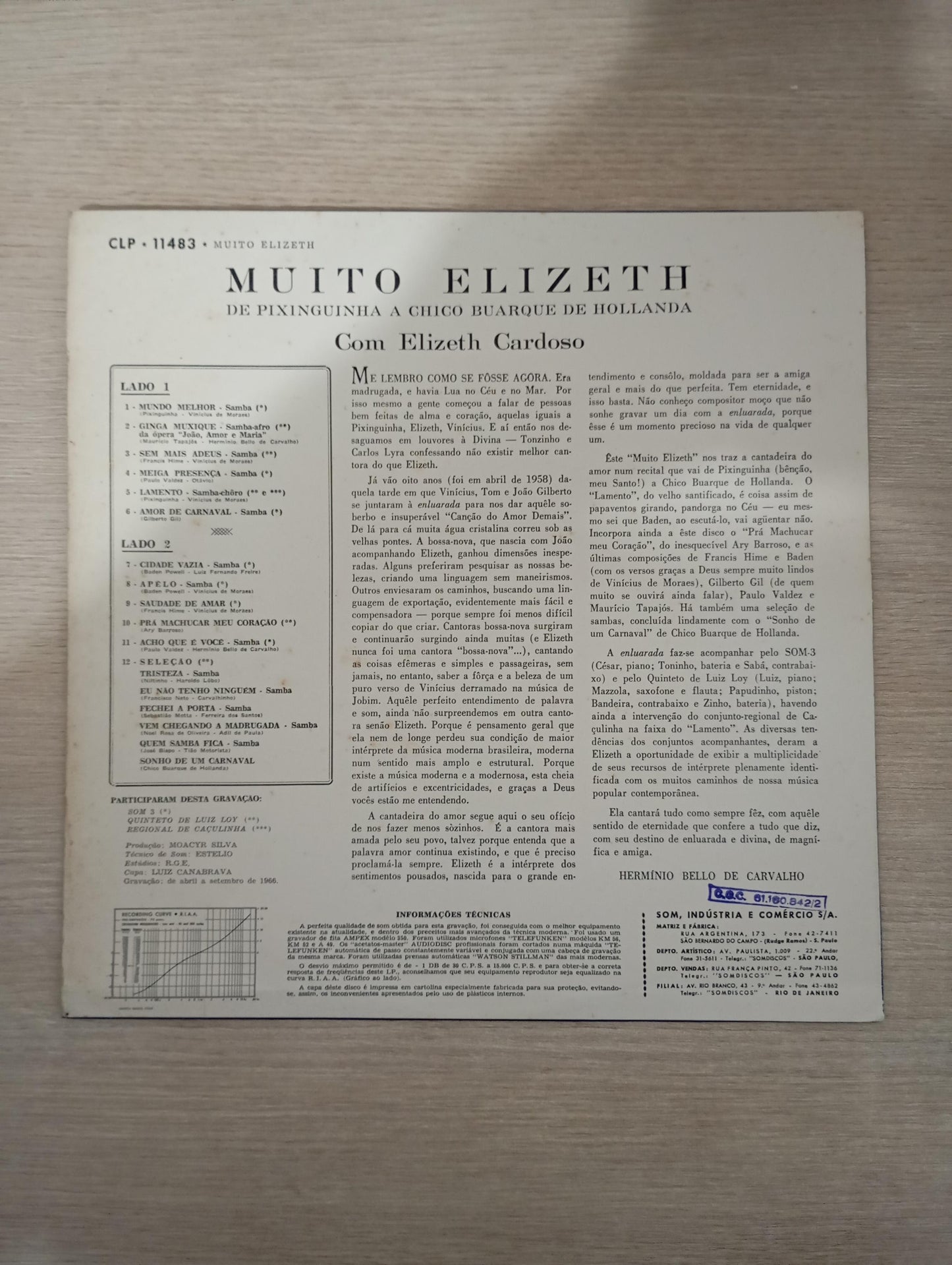 Lp Vinil Elizeth Cardoso Muito Elizeth