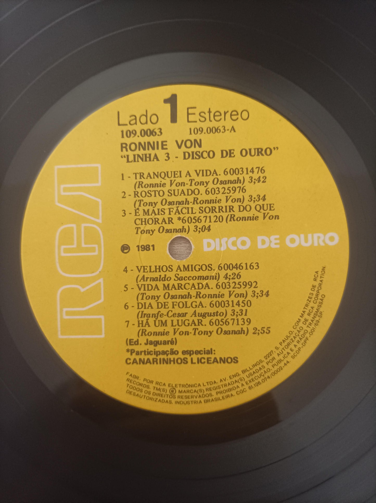 Lp Vinil Ronnie Von Linha 3 Disco de Ouro