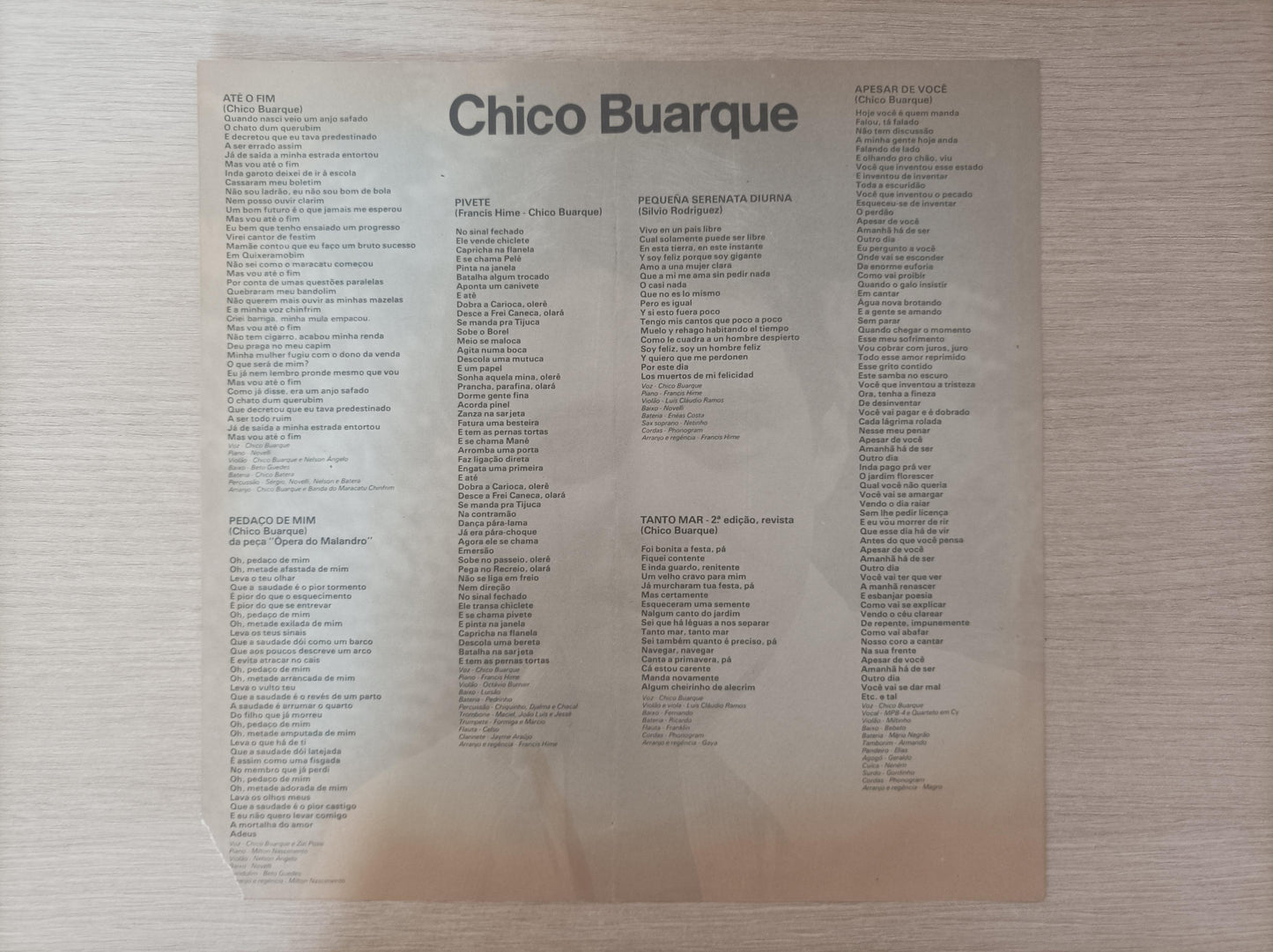 Lp Vinil Chico Buarque 1978 Com Encarte