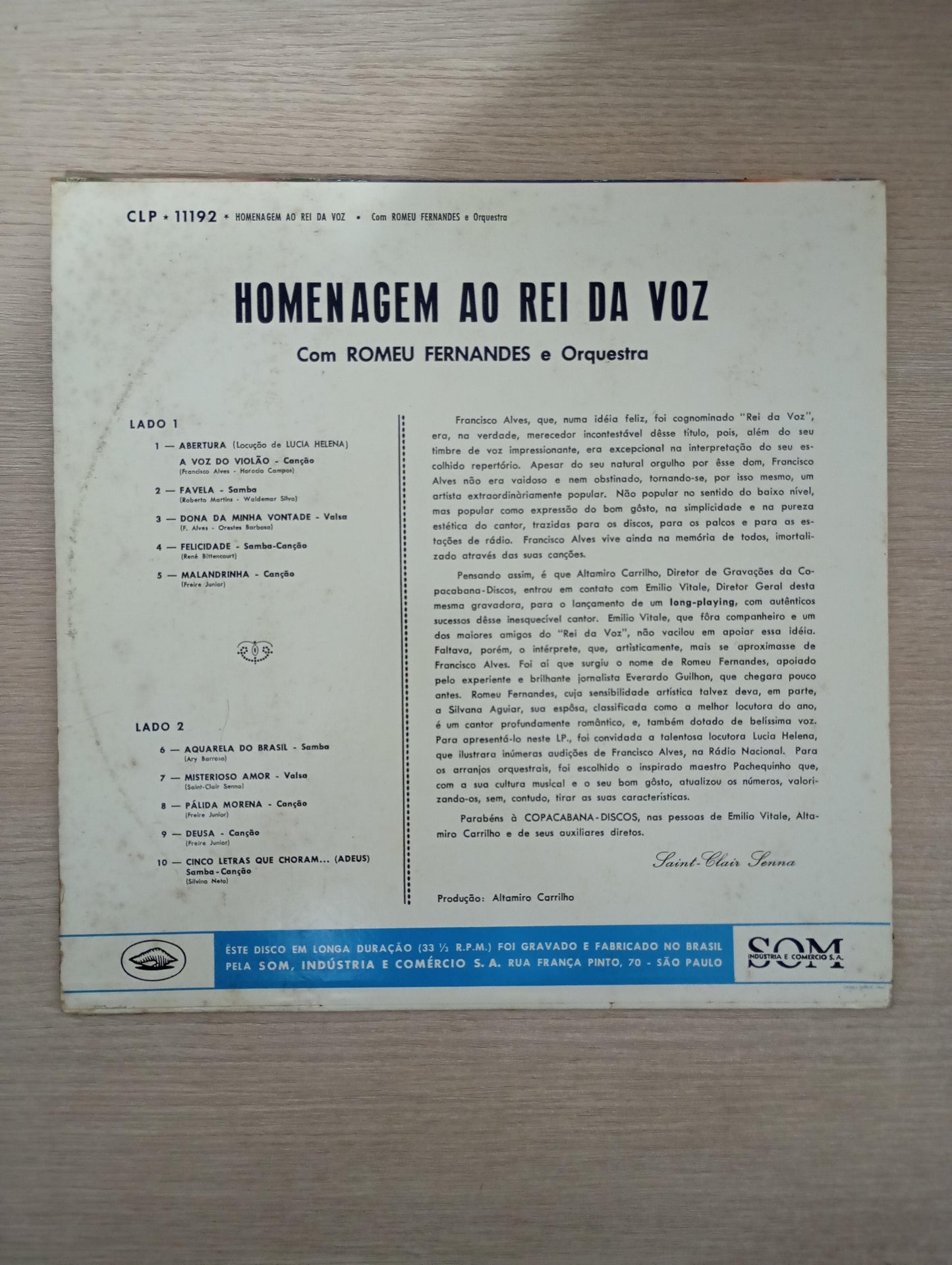 Lp Vinil Romeu Fernandes Homenagem Ao Rei Da Voz