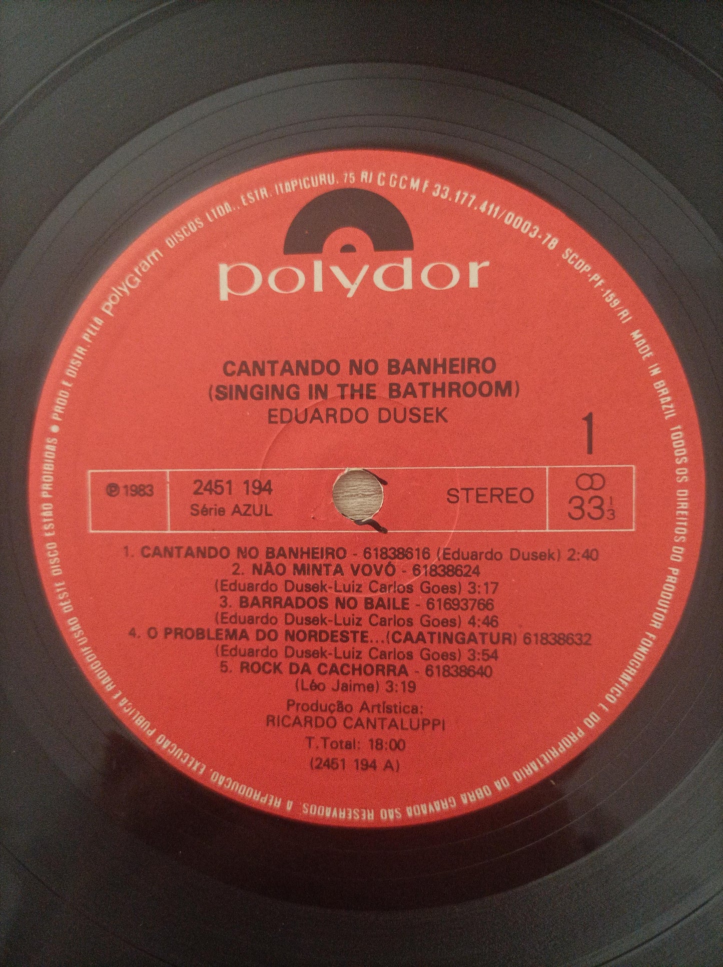 Lp Vinil Eduardo Dusek Cantando No Banheiro