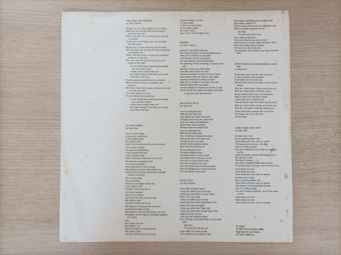 Disco Vinil Double Fantasy John Lennon & Yoko Ono Encarte A