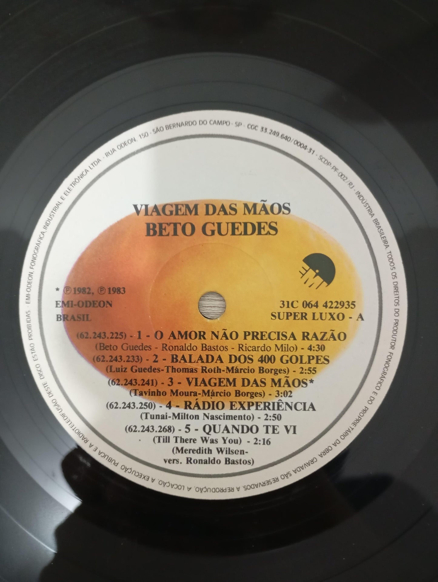 Lp Vinil Beto Guedes Viagem Das Mãos Com Encarte