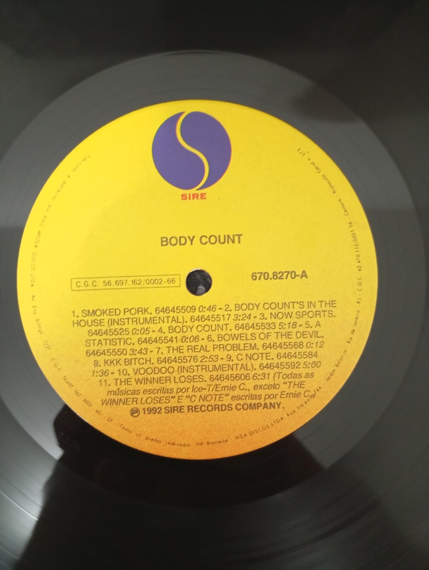 Lp Vinil Body Count 1992 Com Encarte
