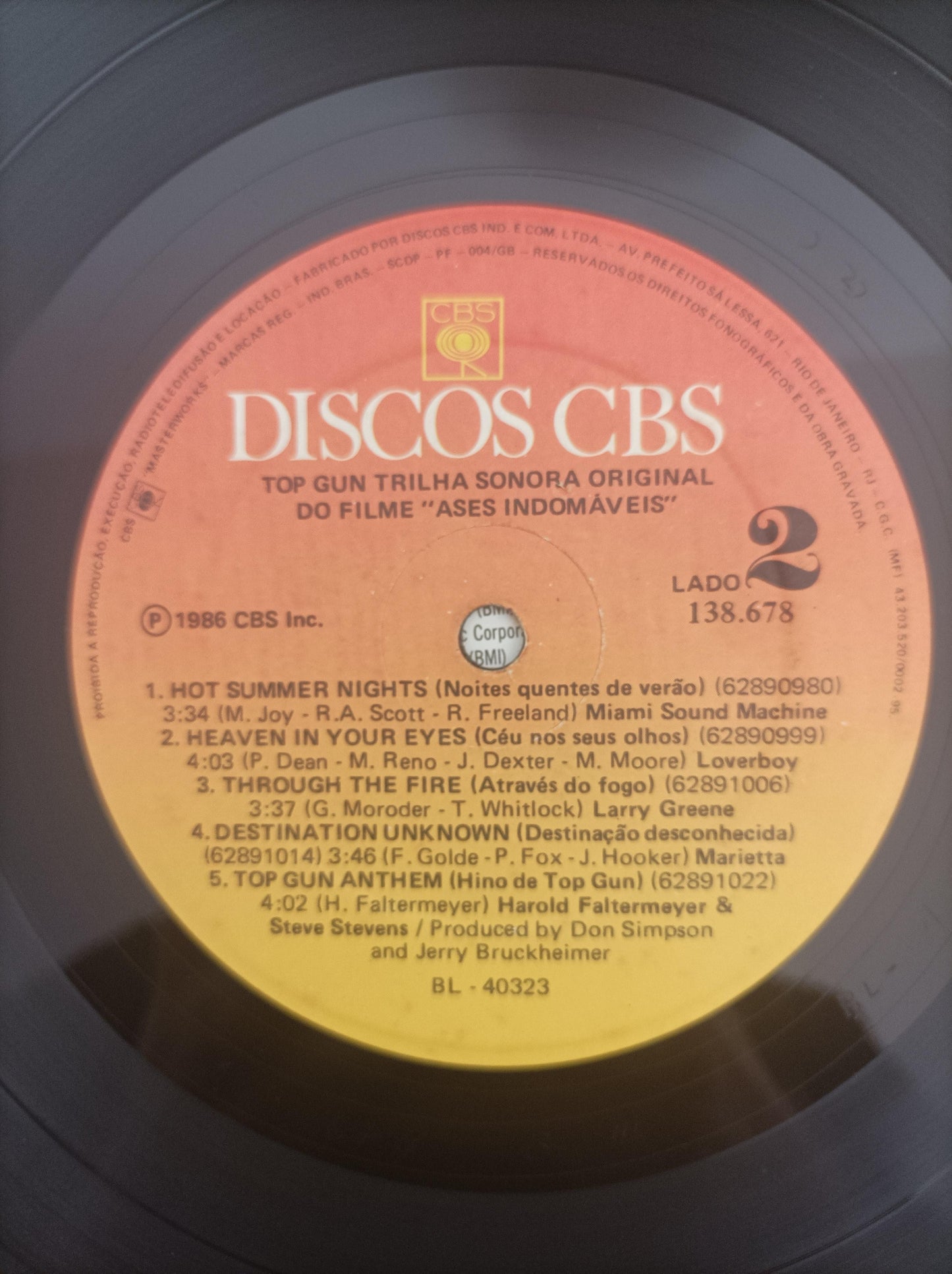 Disco Vinil Ases Indomáveis Top Gun / Com Encarte A