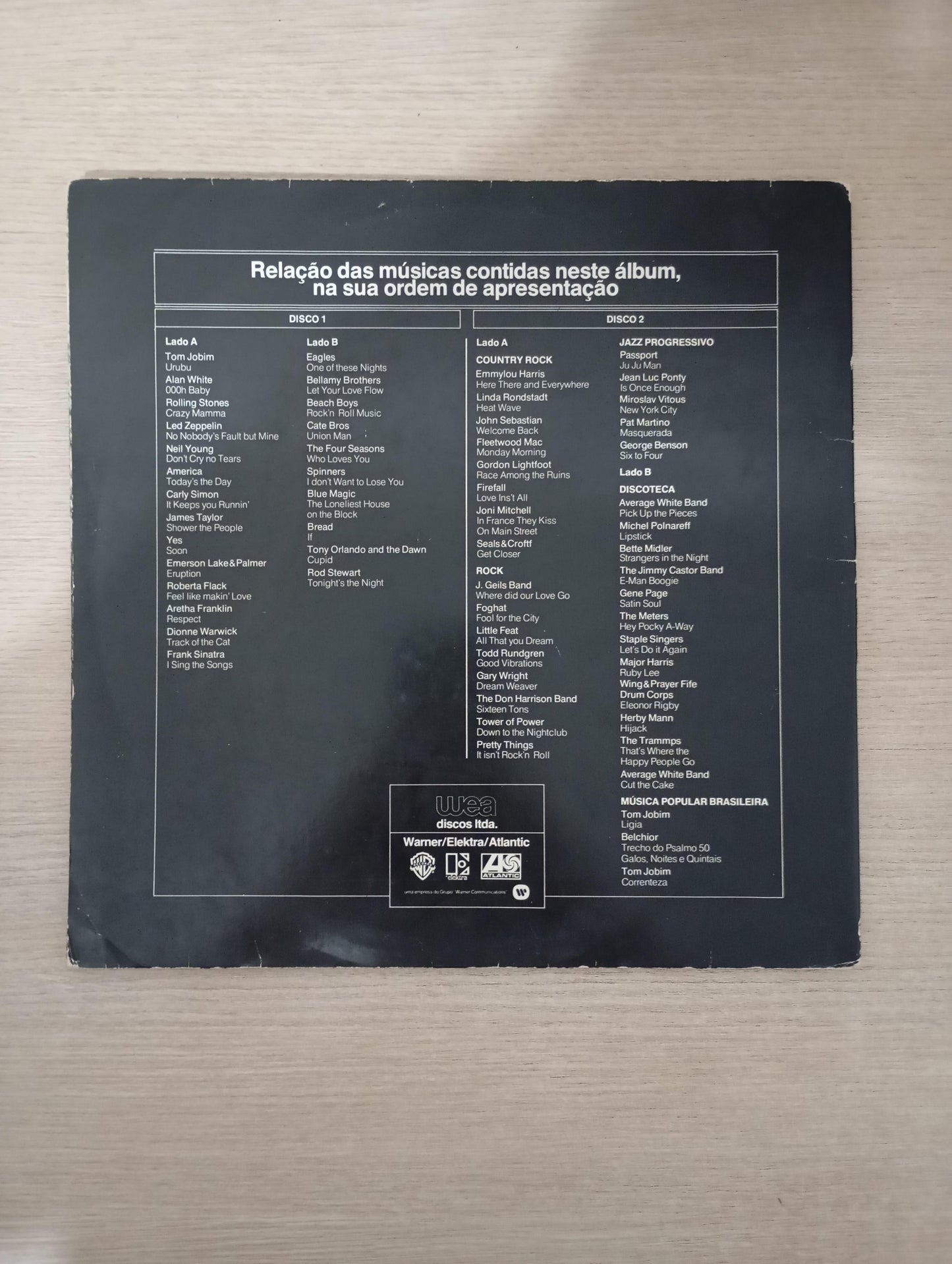 Lp Vinil WEA Duplo 1976 Jobim Eagles Led Stones Belchior