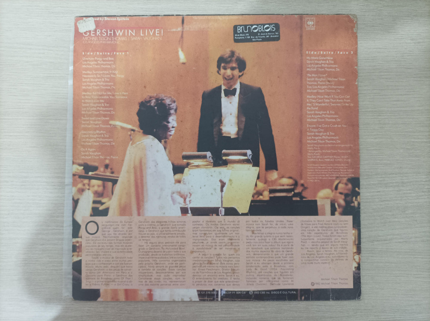 Lp Vinil Michael Tilson & Sarah Vaughan Gershwin Live!