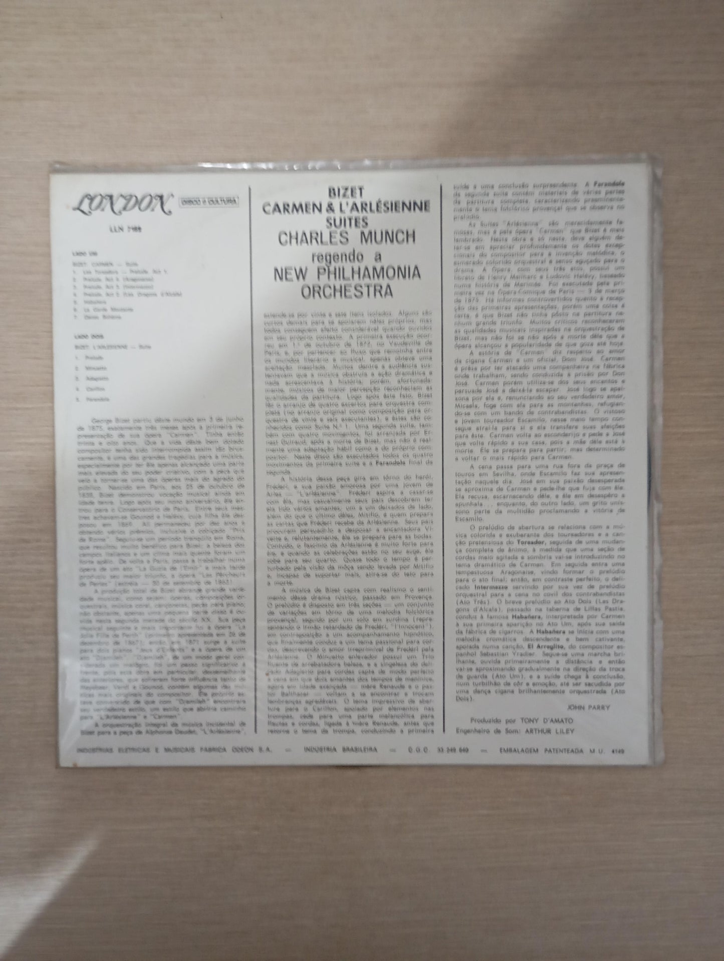 Lp Vinil Orchestra Carmen & L'arlésienne Suites