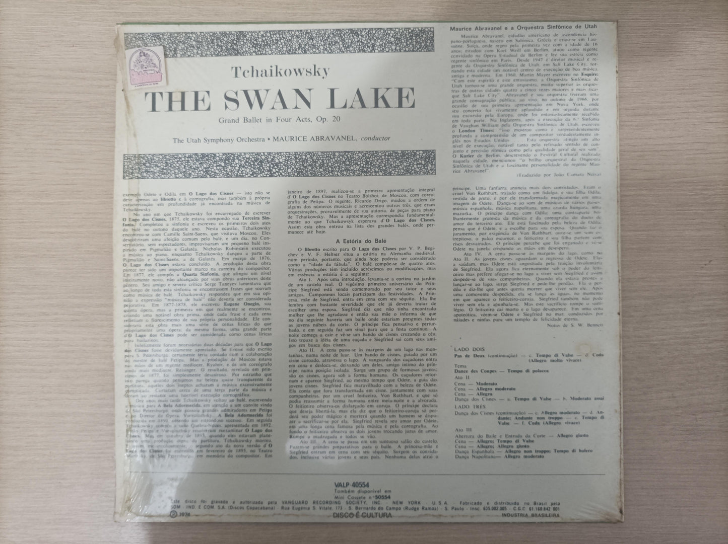 Lp Vinil Tchaikowsky The Swan Lake Ballet Vol. 2