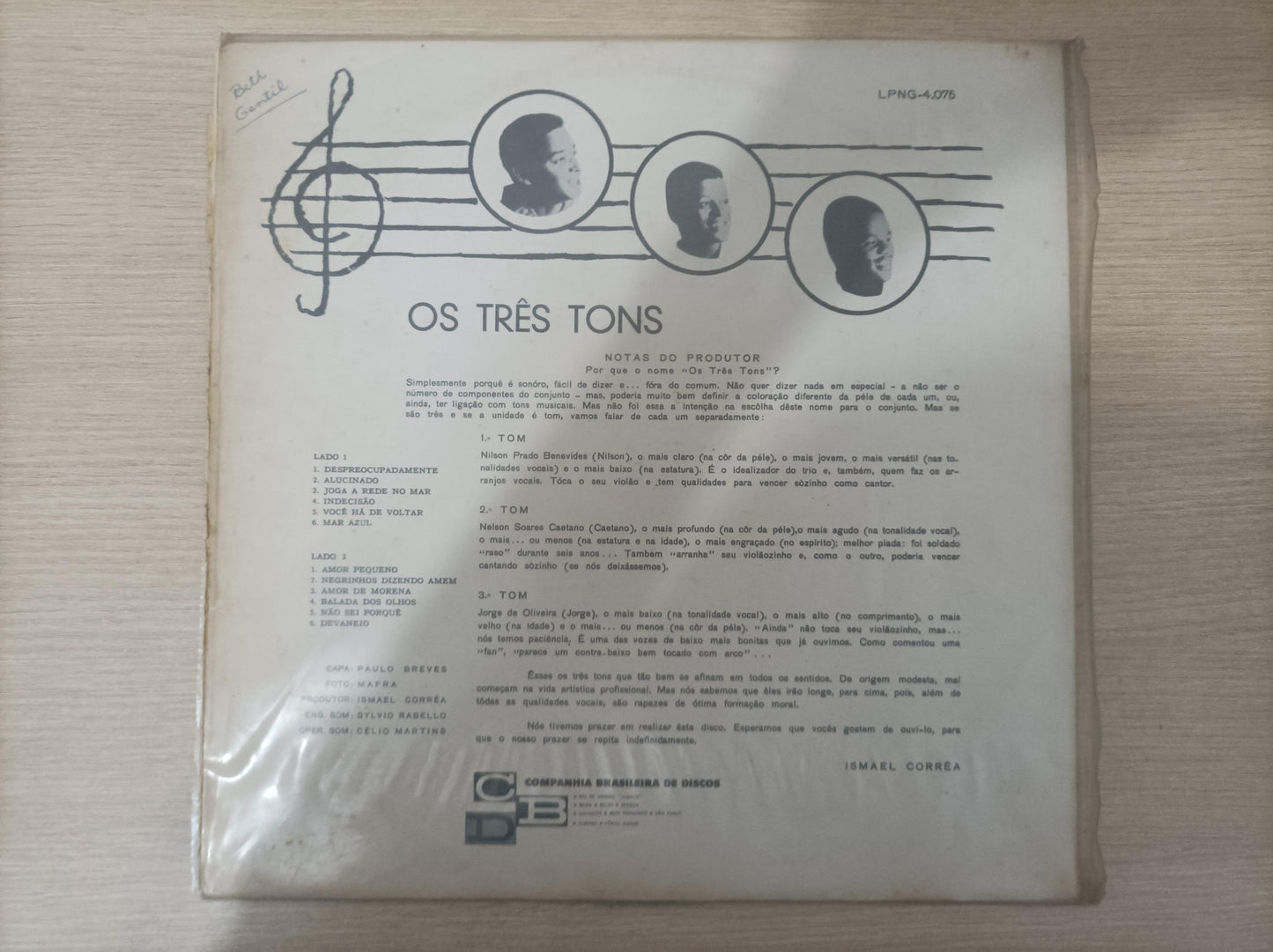 Lp Vinil Os Três Tons 1963