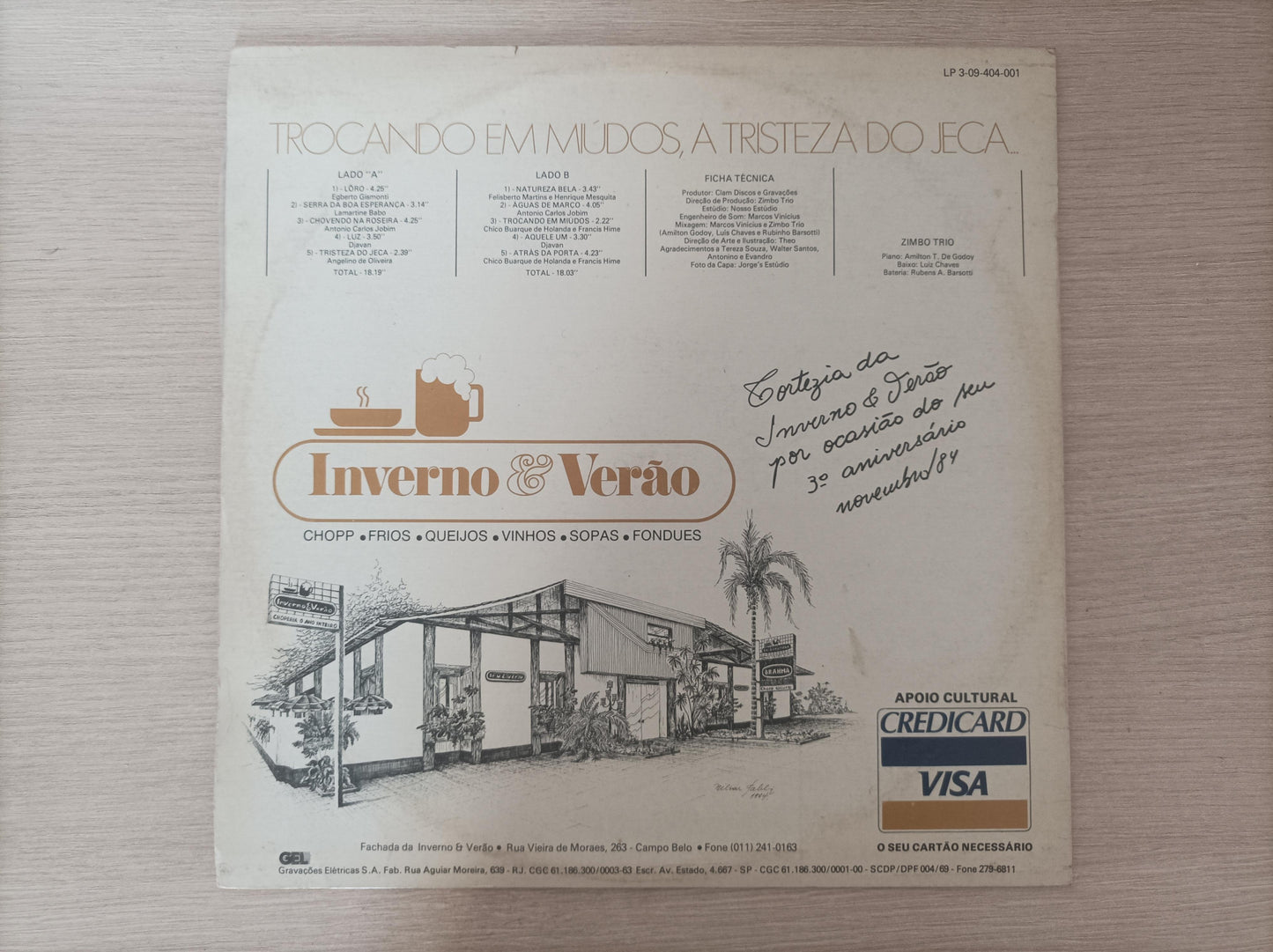 Lp Vinil Zimbo Trio Trocando Em Miúdos, A Tristeza Do Jeca