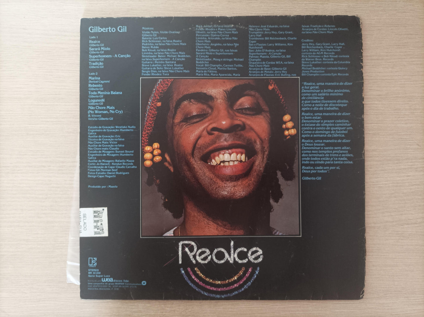 Lp Vinil Gilberto Gil Realce Capa Dupla
