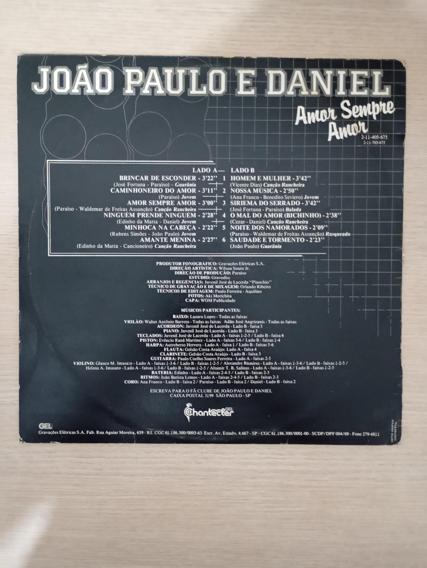 Lp Vinil João Paulo & Daniel Amor Sempre Amor 1985