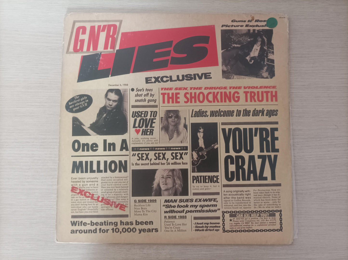 Lp Vinil Guns N' Roses G N' R Lies Com Encarte, Leia