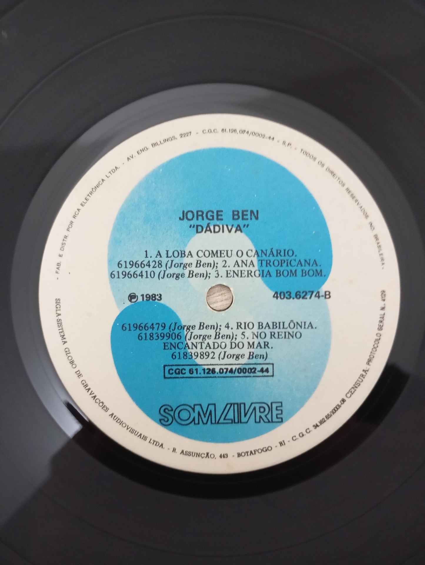 Disco Vinil Dádiva Jorge Ben Com Encarte A