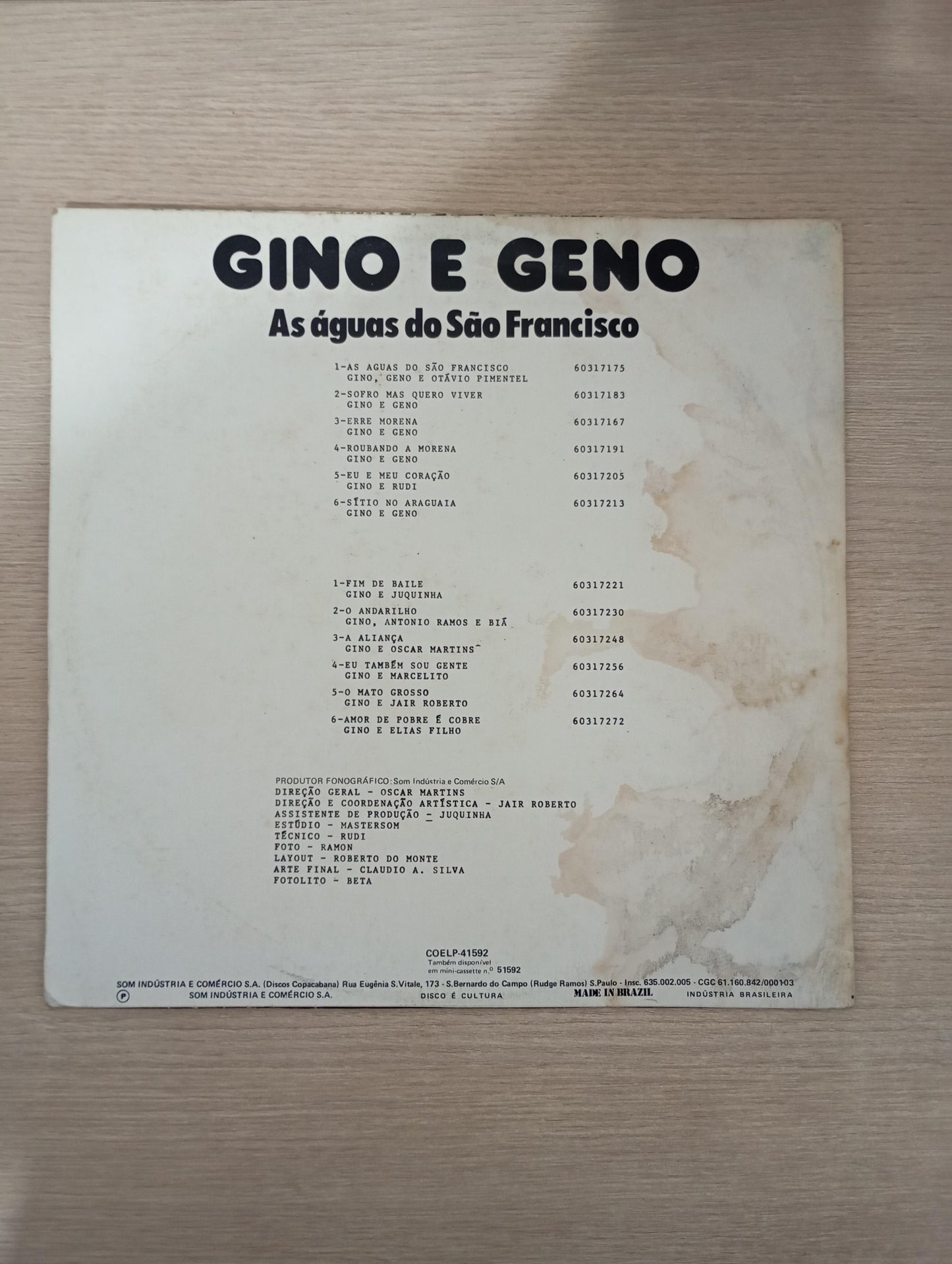 Lp Vinil Gino e Geno As Águas do São Francisco