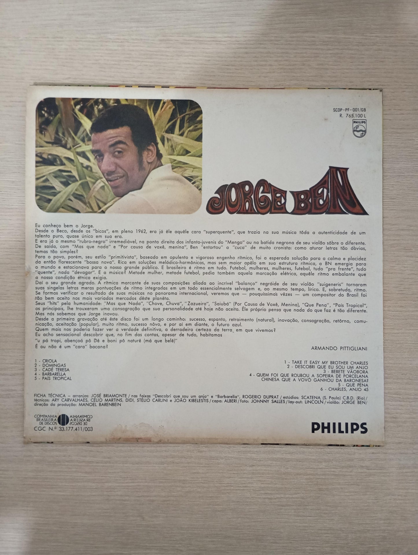 Lp Vinil Jorge Ben 1969 Original Mono