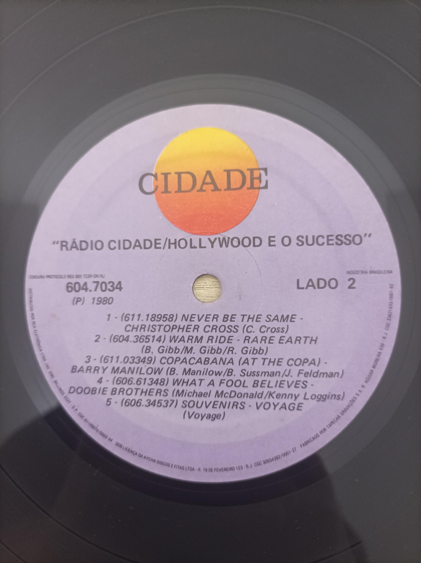 Lp Vinil Rádio Cidade Hollywood e o Sucesso