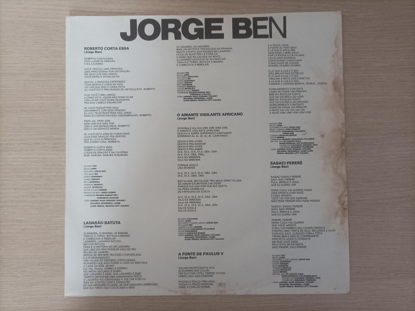 Lp Vinil Jorge Ben Brasil Com Encarte
