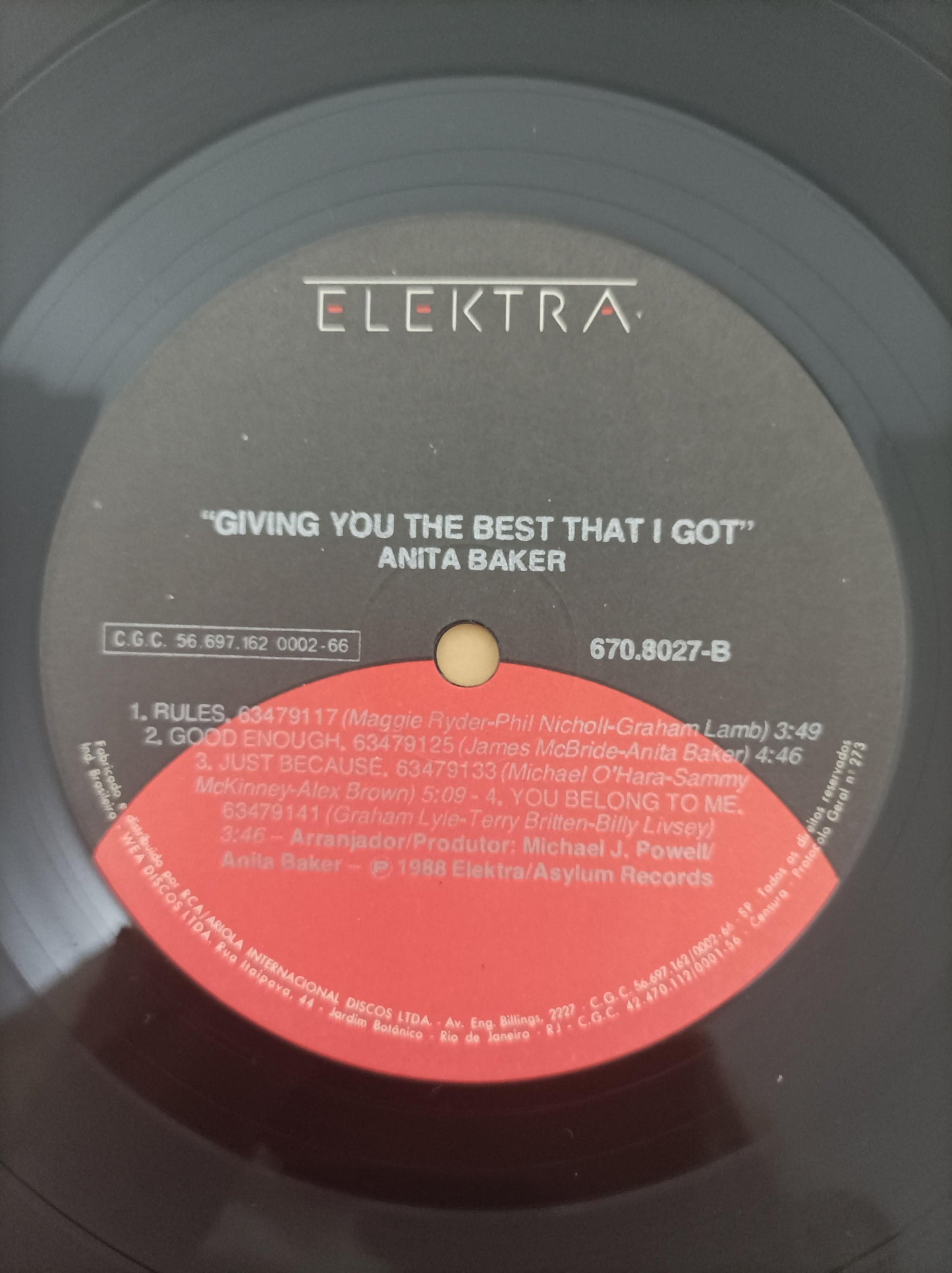 Lp Vinil Anita Baker Giving You The Best That I Got Encarte