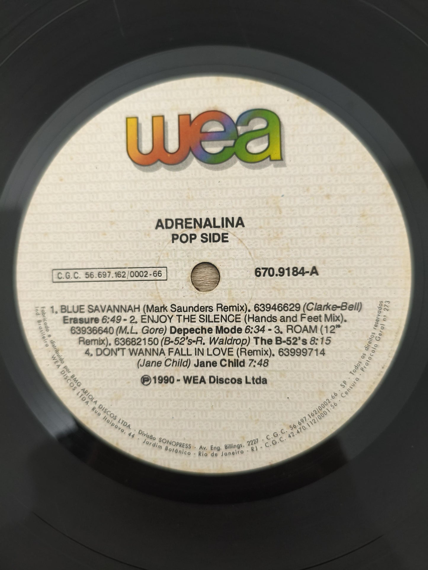 Disco Vinil 1990 Adrenalina A