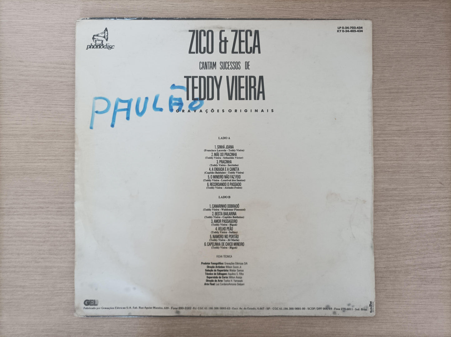 Lp Vinil Zico & Zeca Cantam Sucessos de Teddy Vieira