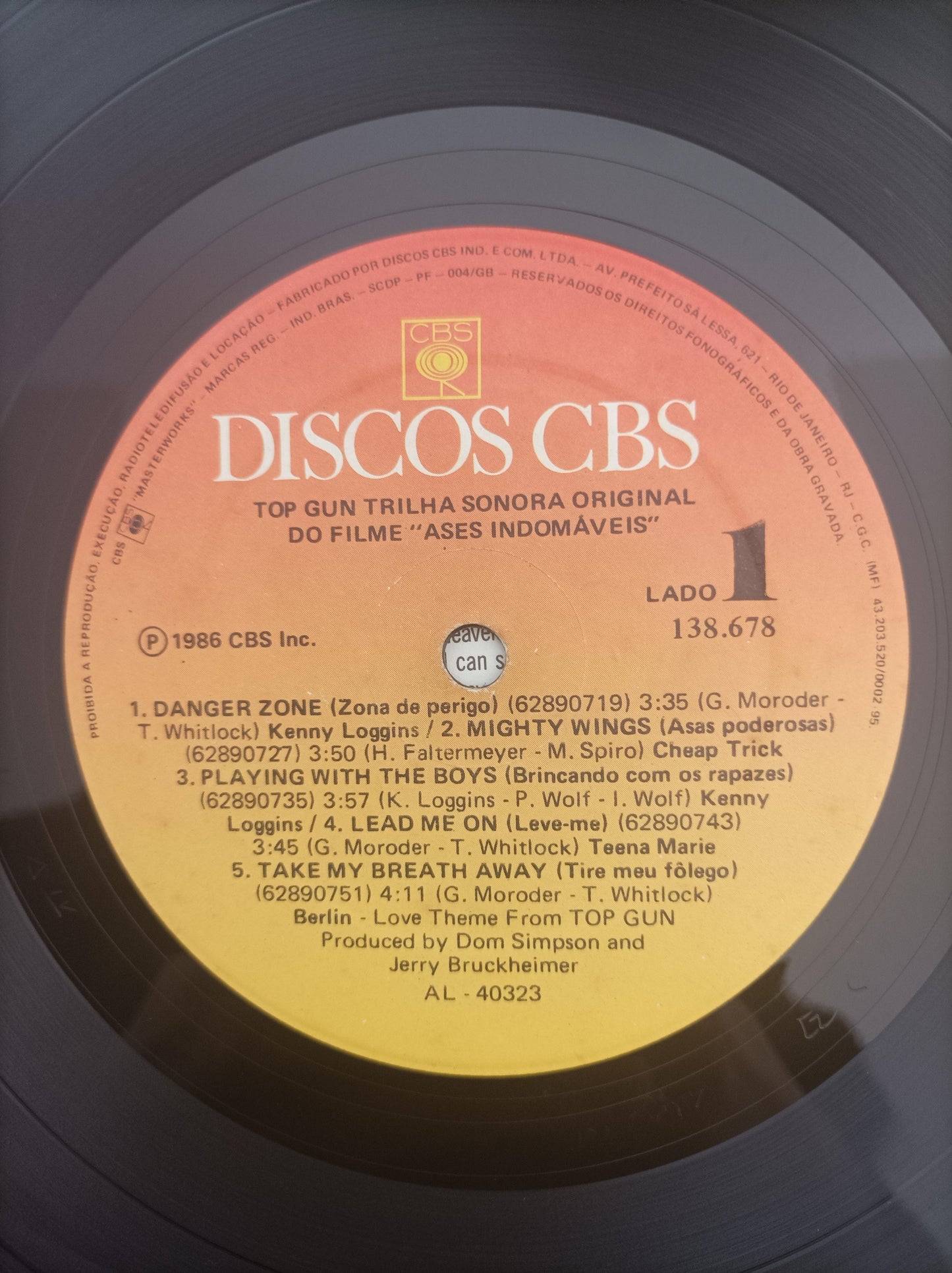 Disco Vinil Ases Indomáveis Top Gun / Com Encarte A