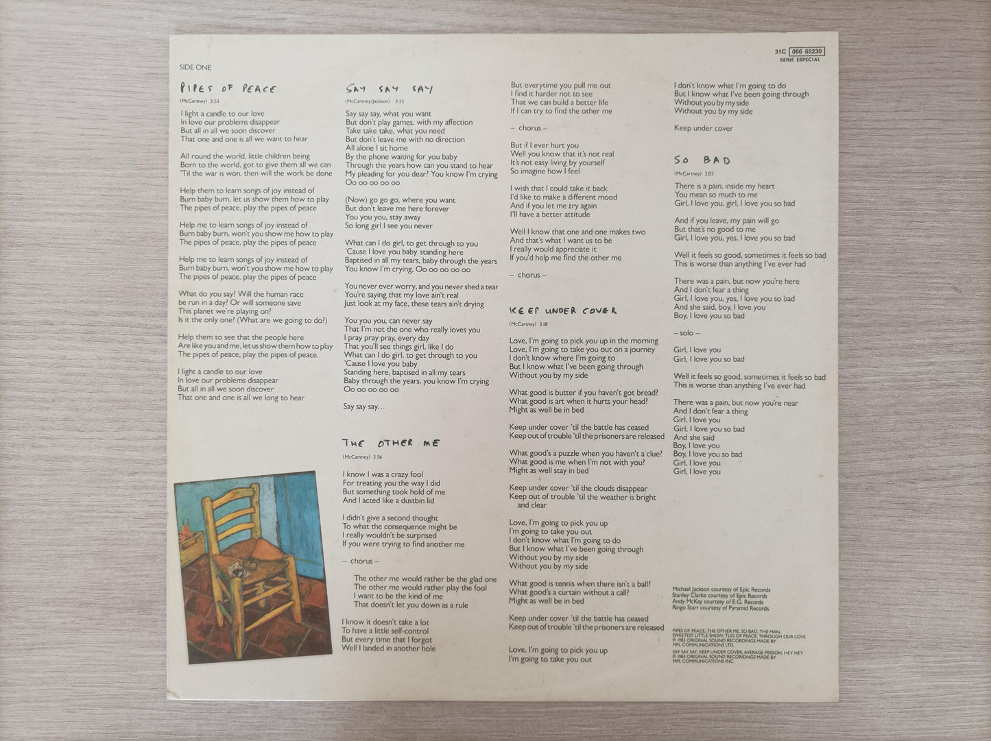 Lp Vinil Paul McCartney Pipes Of Peace Capa Dupla C/ Encarte