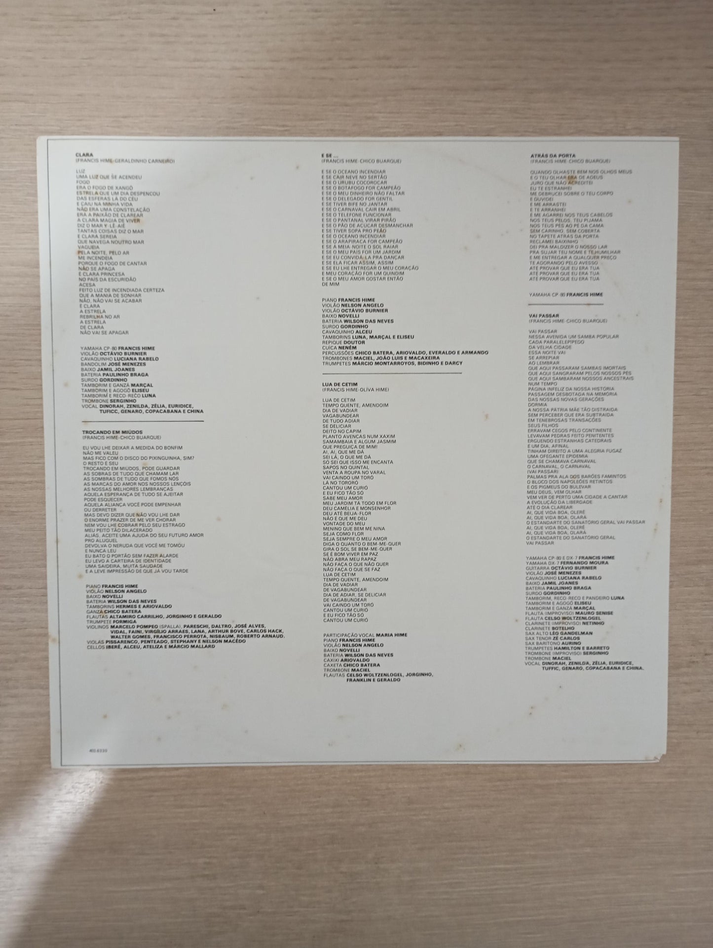 Lp Vinil Francis Hime Clareando Com Encarte