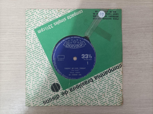 Vinil Compacto Paul Anka Tonight, my love, tonight