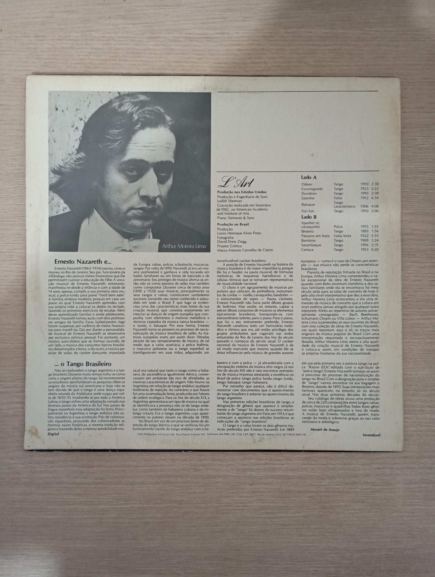 Lp Vinil Arthur Moreira Lima Ernesto Nazareth