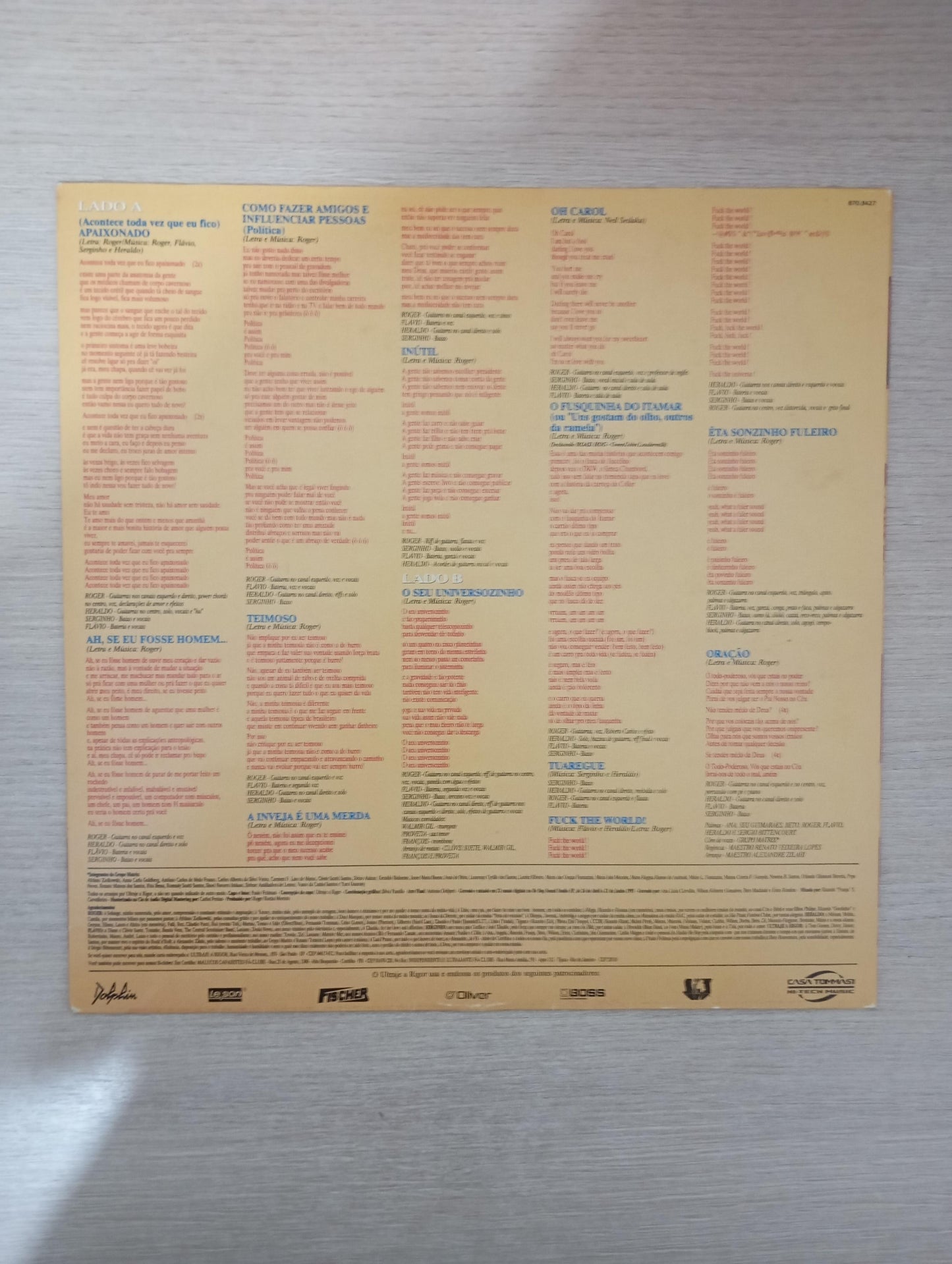 Lp Vinil Ultraje A Rigor Ó! Com Encarte