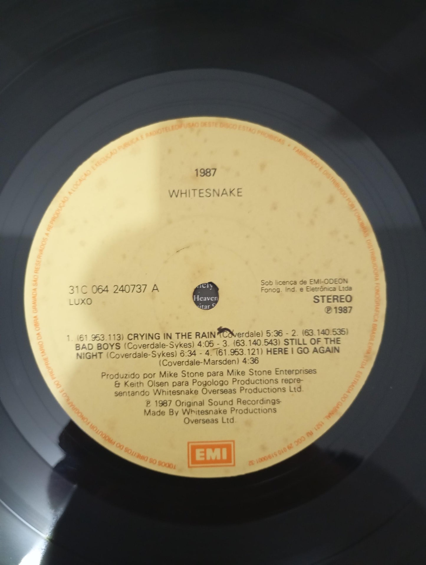 Lp Vinil Whitesnake 1987 Com Encarte