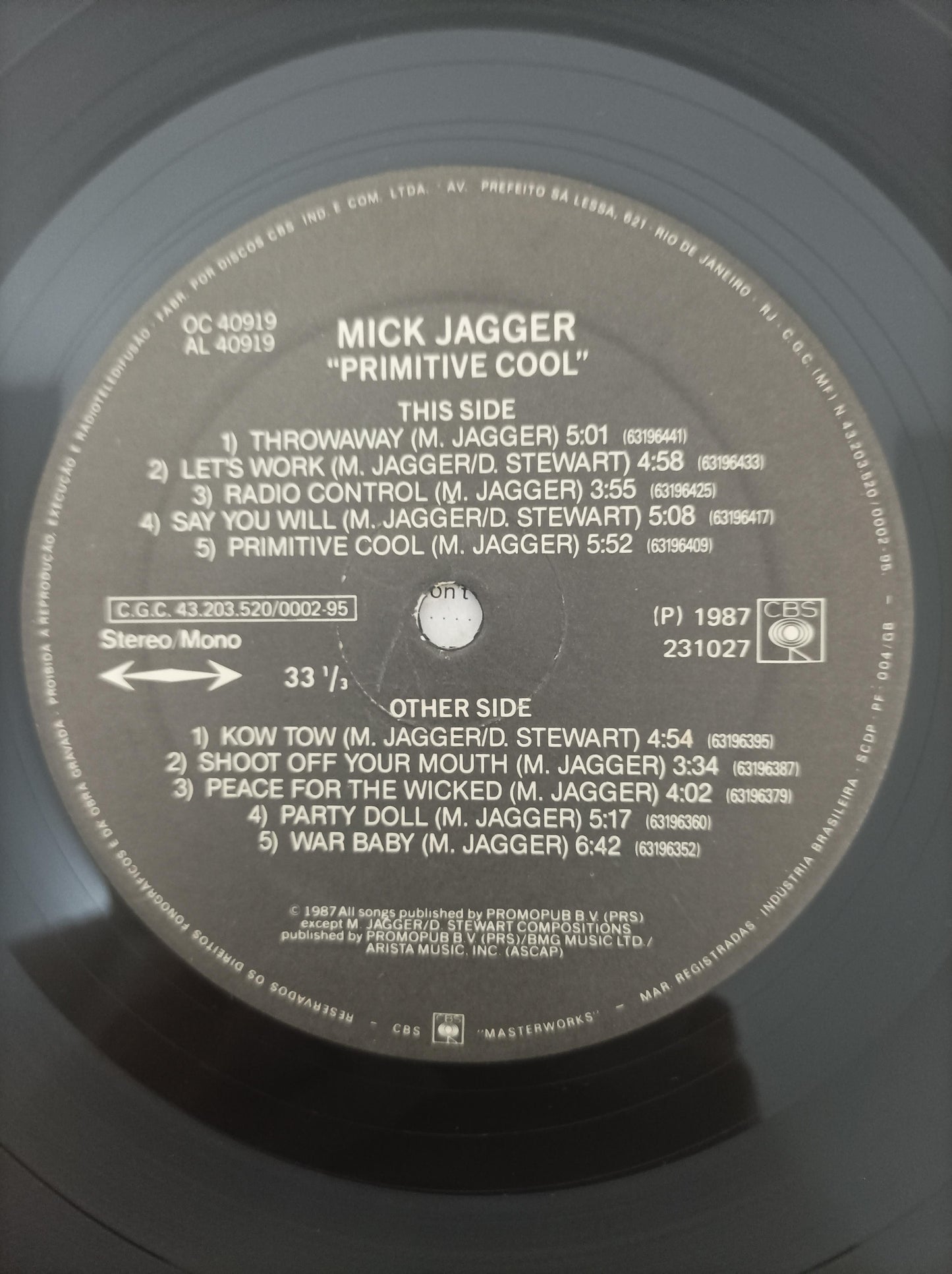Disco Vinil Primitive Cool Mick Jagger Com Encarte A