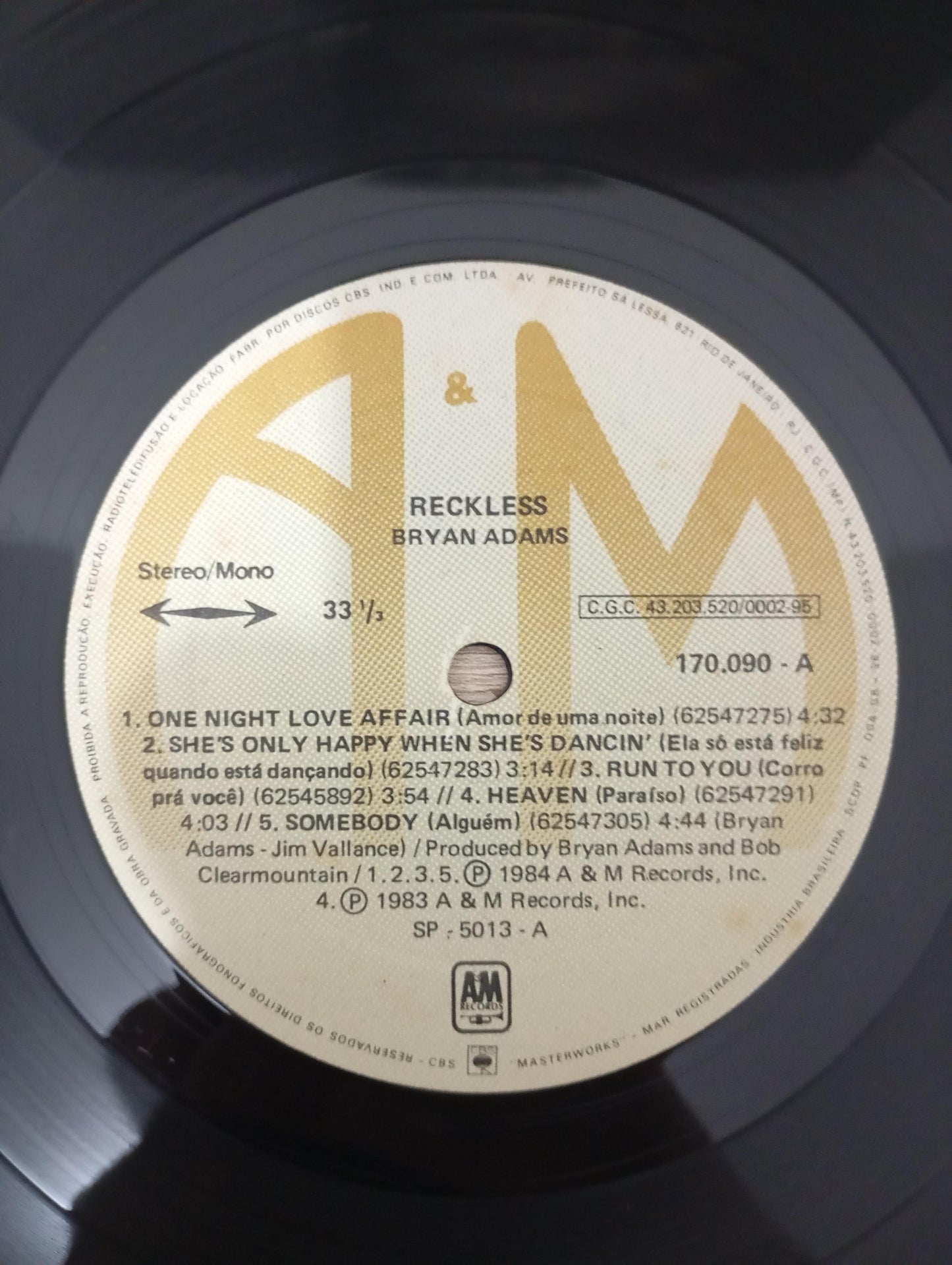 Lp Vinil Bryan Adams Reckless