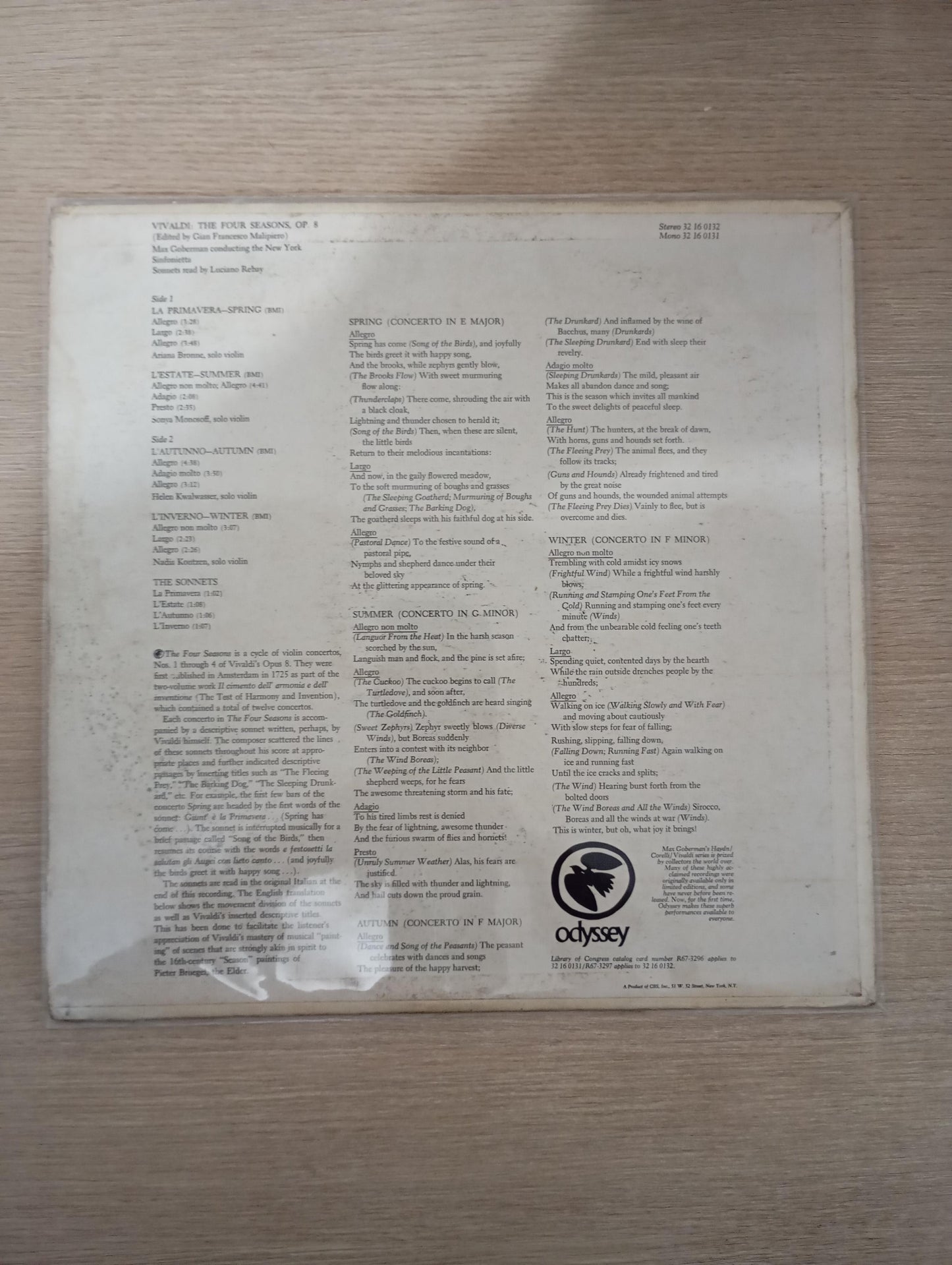 Lp Vinil Antonio Vivaldi The Four Seasons, Op. 8 Importado