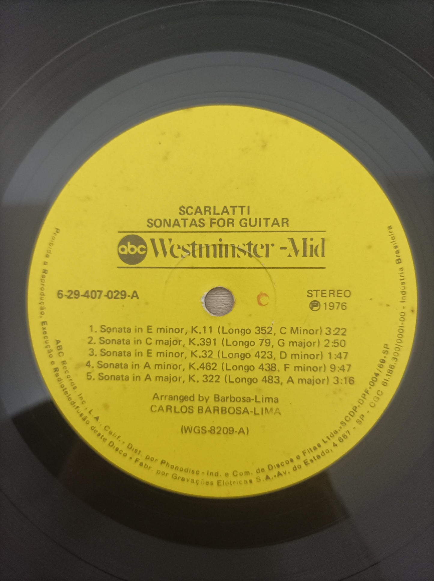 Lp Vinil Scarlatti from the gifted guitar of Barbosa-Lima
