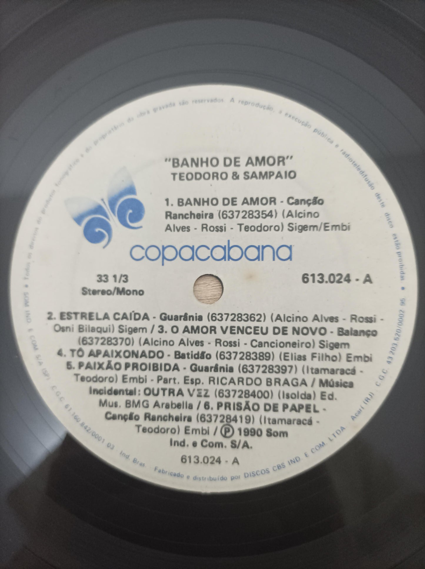 Lp Vinil Teodoro & Sampaio Banho De Amor