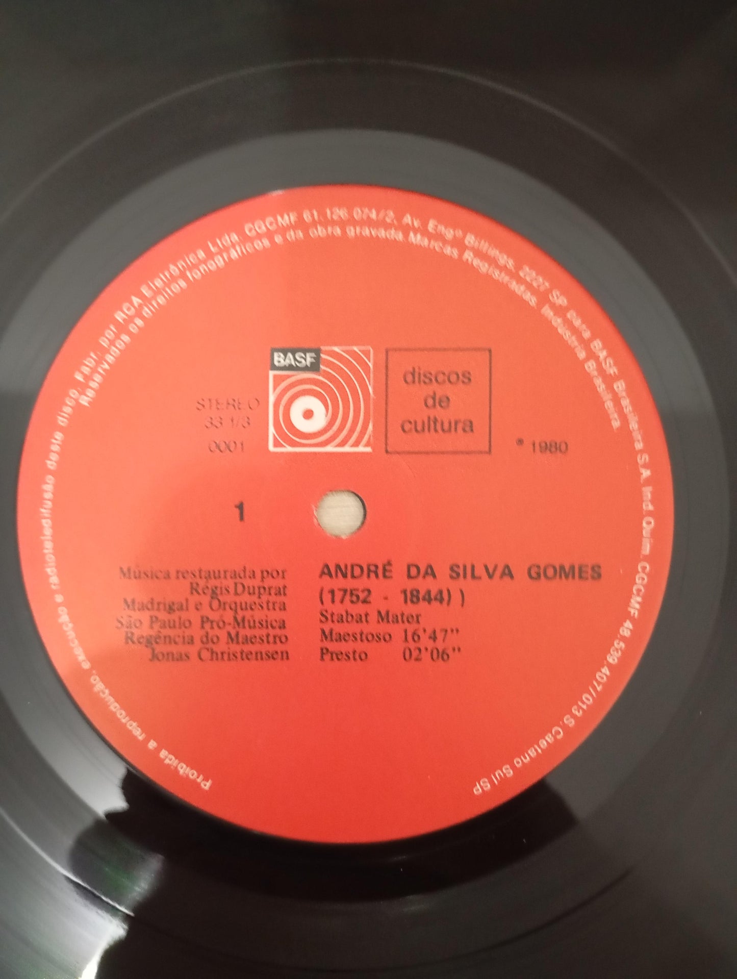 Lp Vinil André da Silva Gomes Música Sacra Paulista