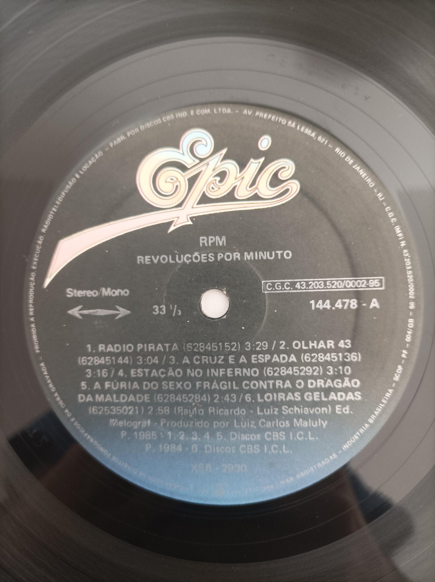 Lp Vinil RPM Revoluções Por Minuto Com Encarte
