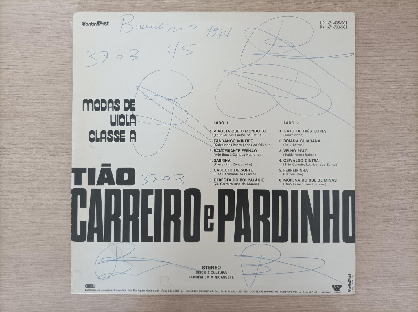 Lp Vinil Tião Carreiro E Pardinho Modas De Viola Classe A