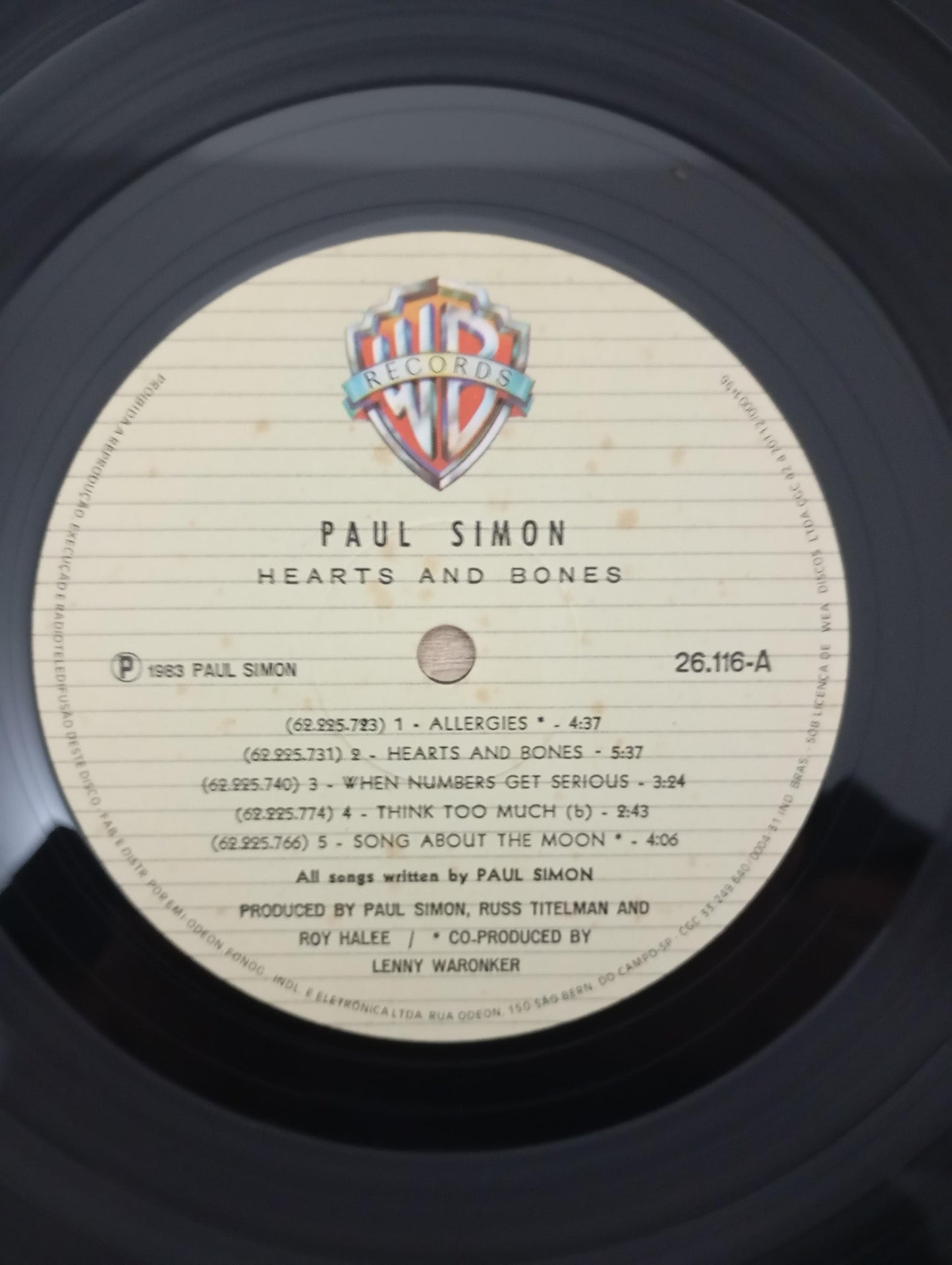 Lp Vinil Paul Simon Hearts And Bones Com Encarte