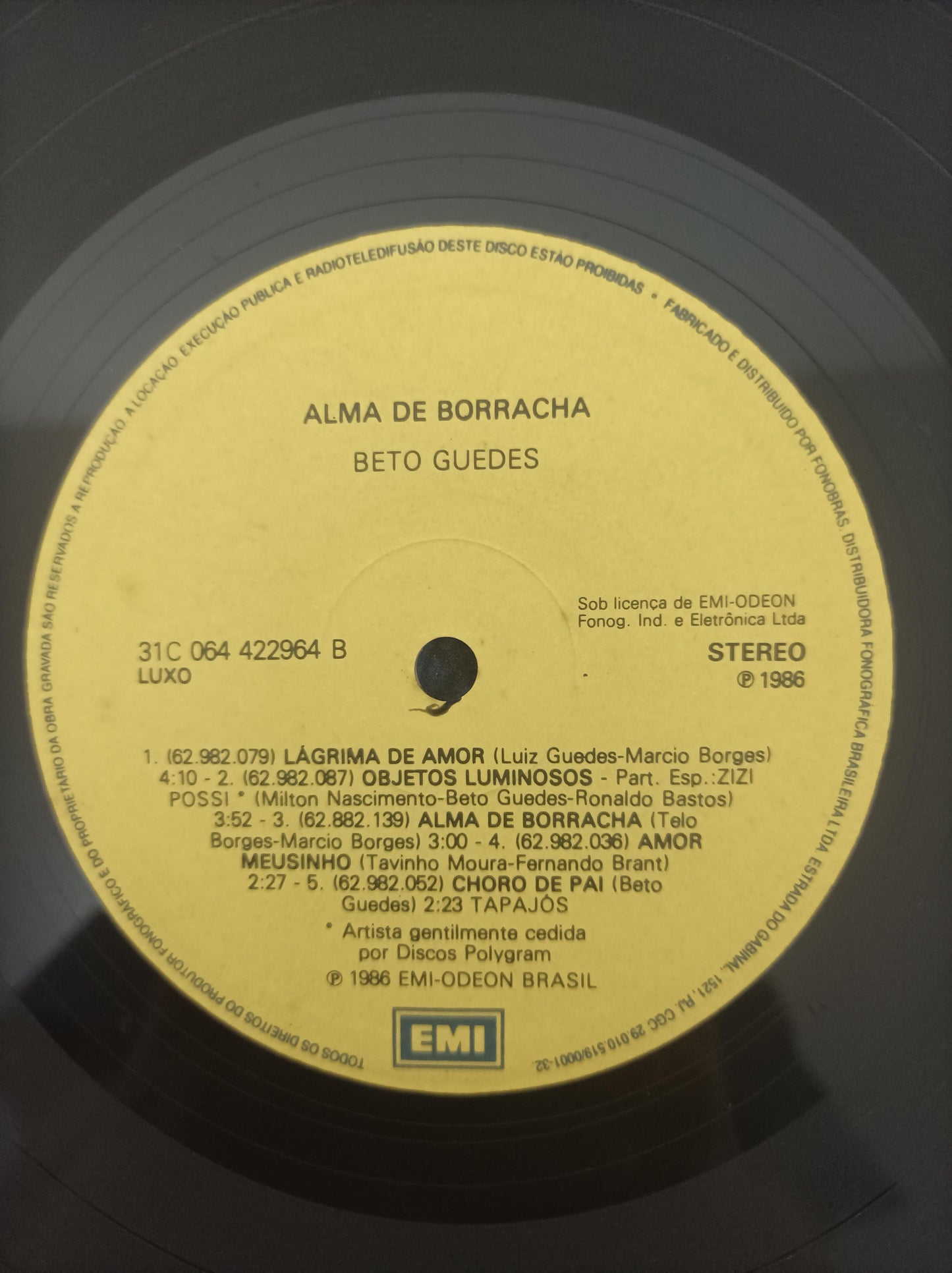 Lp Vinil Beto Guedes Alma De Borracha Com Encarte