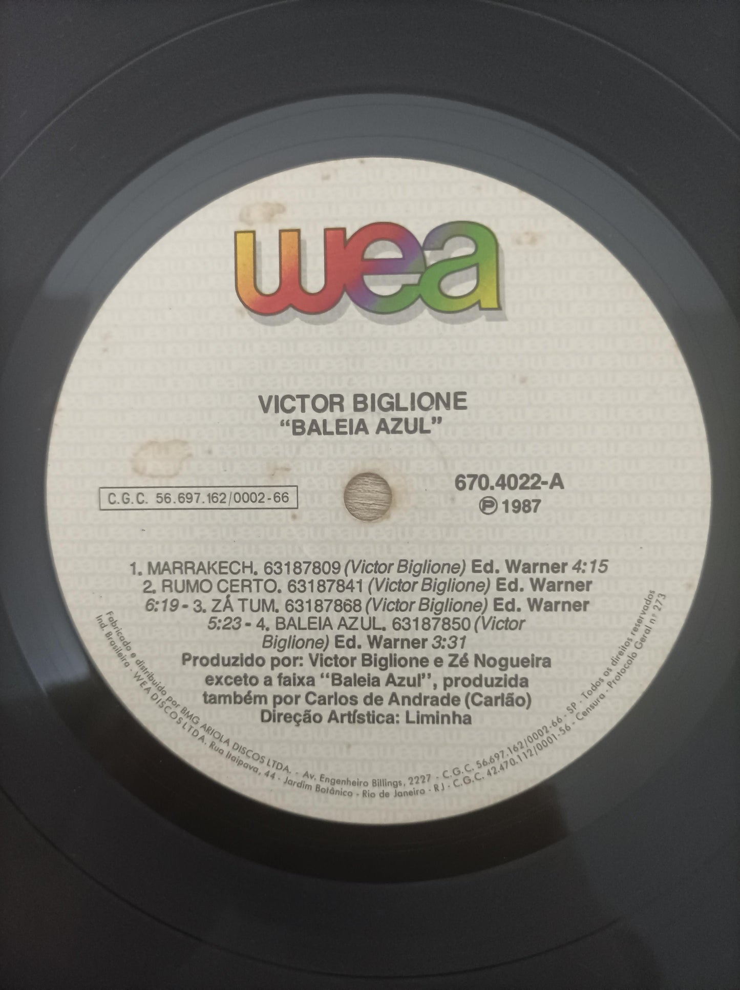 Lp Vinil Victor Biglione Baleia Azul