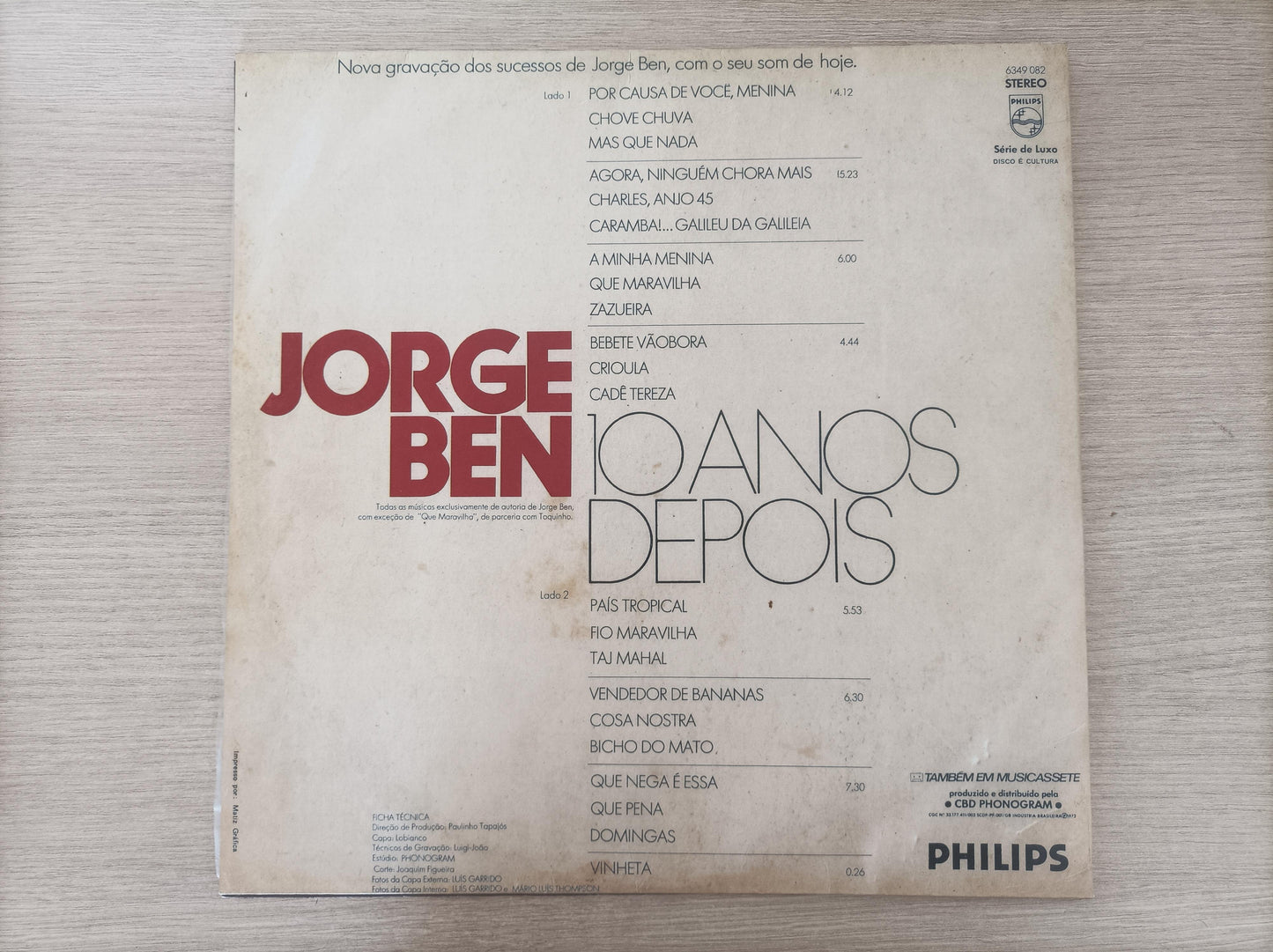 Lp Vinil Jorge Ben 10 Anos Depois Capa Dupla