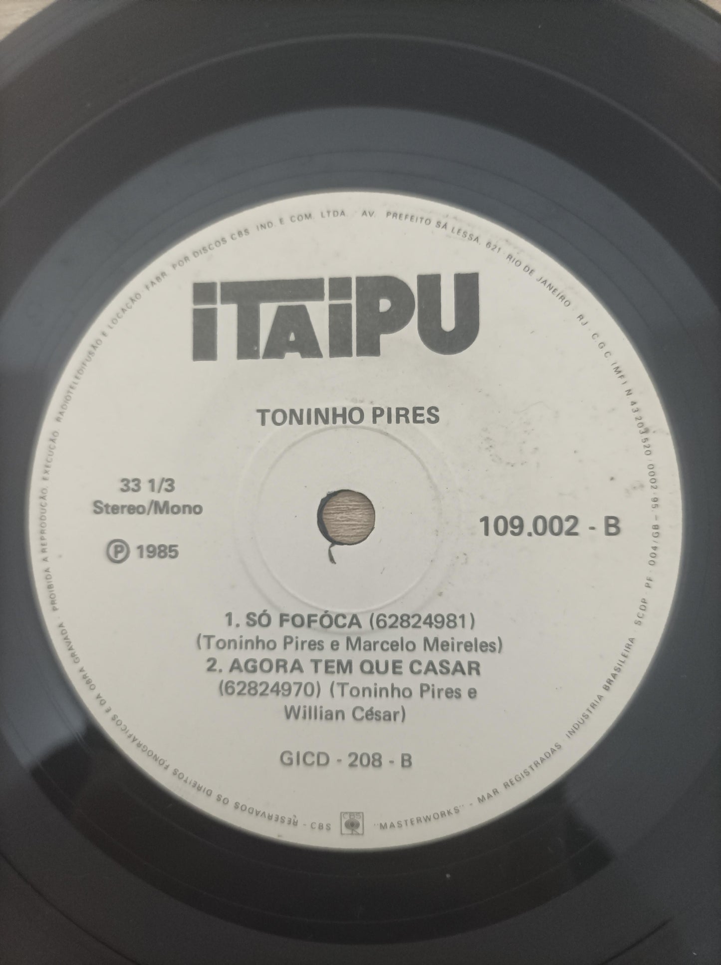 Compacto Vinil Toninho Pires Maria Parafina / Só Fofoca