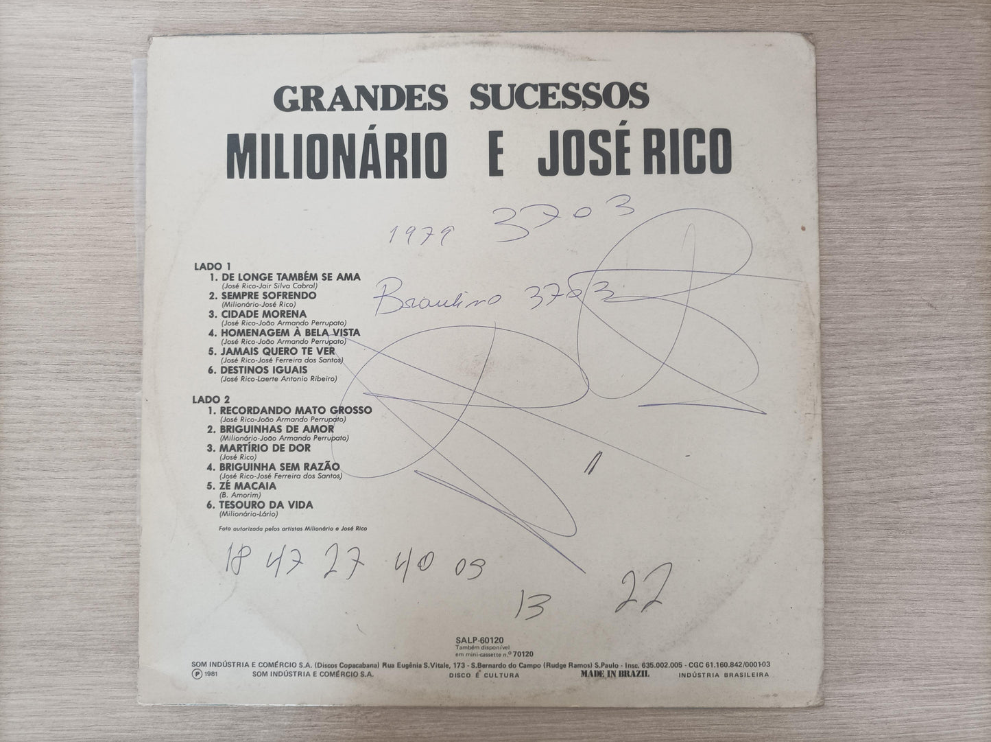 Lp Vinil Milionário & José Rico Grandes Sucessos