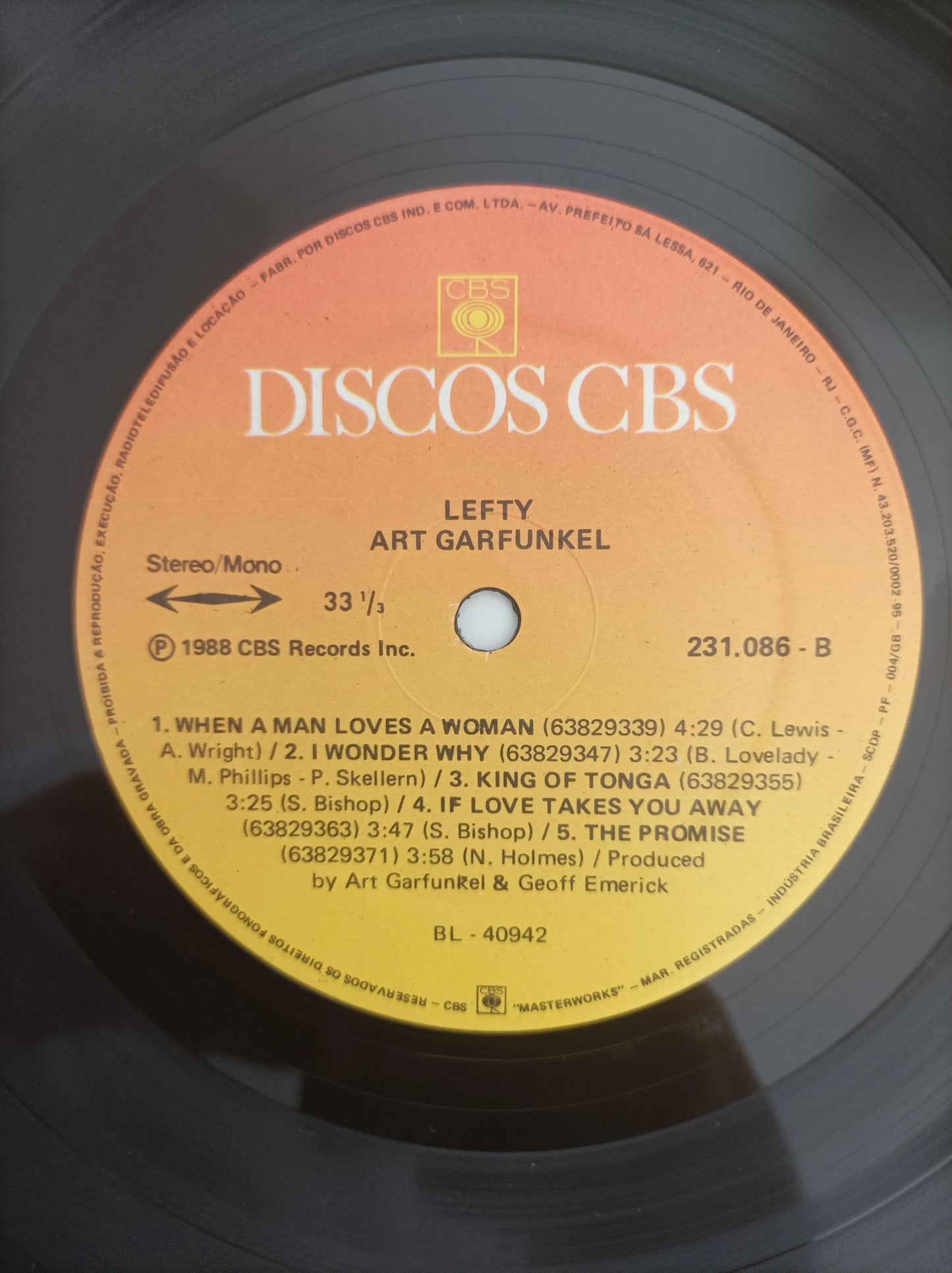 Lp Vinil Art Garfunkel Lefty Com Encarte