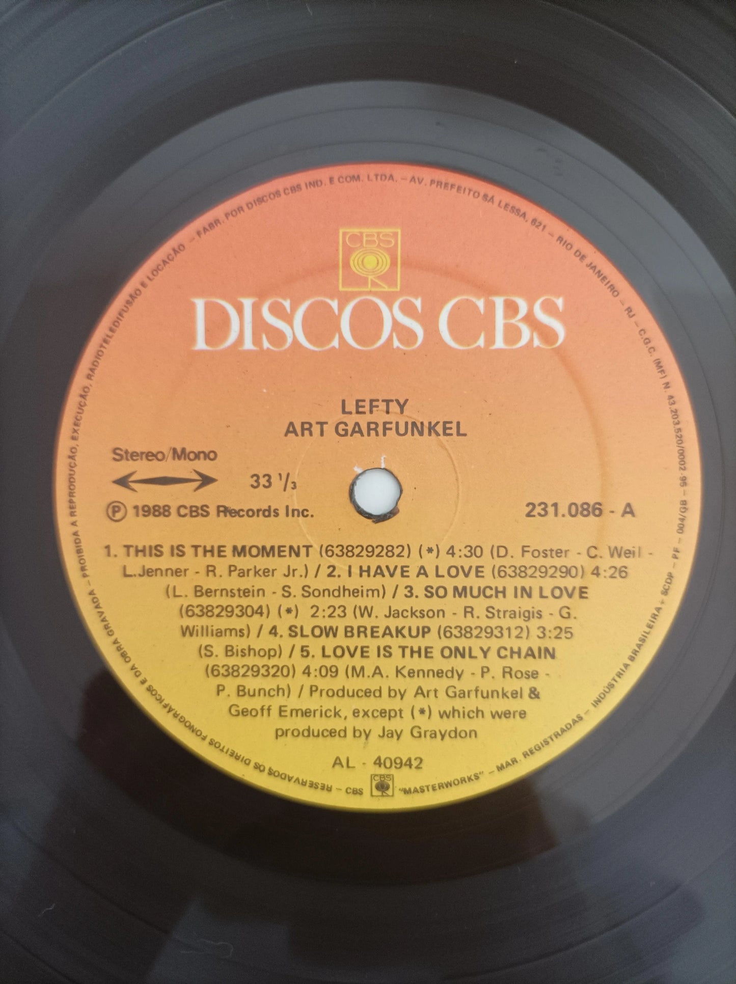 Lp Vinil Art Garfunkel Lefty Com Encarte